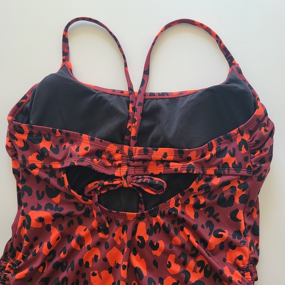Beach Betty by Miracle Brands Orange-Red Leopard One-Piece Swimsuit Large - Picture 4 of 9